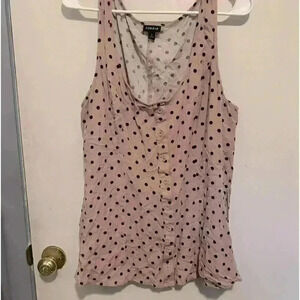 Torrid Pink and black polka dot tank top